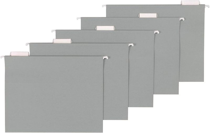 Photo 1 of Amazon Basics Hanging File Folders, Letter Size, Gray, 25-Pack--- 8.5 by 11 inches
