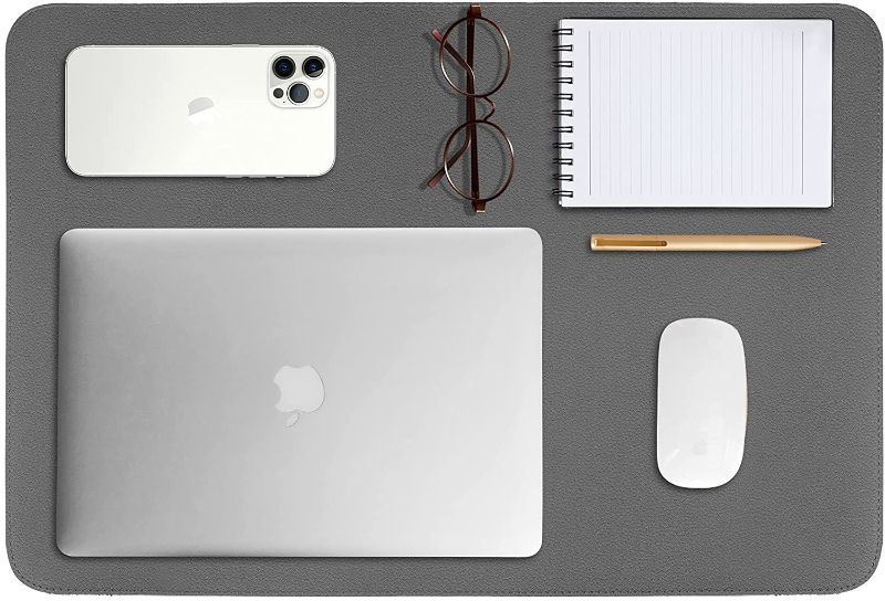 Photo 1 of Tislly Desk Pad, Waterproof Desk Mat for Desktop, Non-Slipped Leather Desk Pad Protector for Keyboard and Mouse, Desk Blotter Pad for Writing in Office/Home ?Grey,31.4" x 15.7"?
