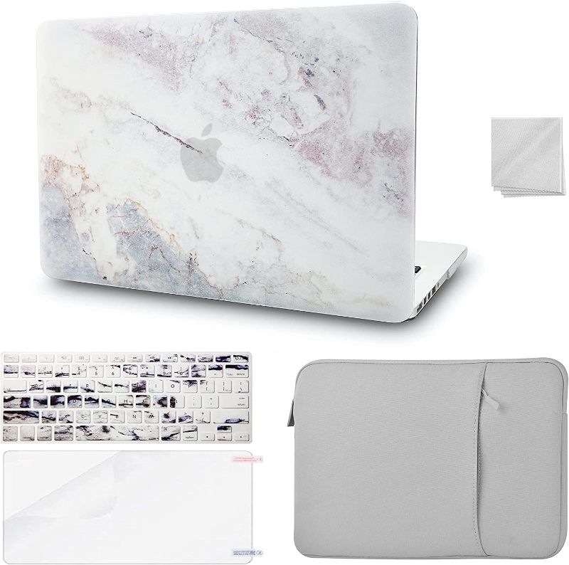 Photo 1 of KECC Compatible with MacBook Pro 13 inch Case 2019-2016 Touch Bar A2159 A1989 A1706 A1708 Plastic Hard Shell + Keyboard Cover + Sleeve + Screen Protector + Dust Cloth (White Marble 2)
