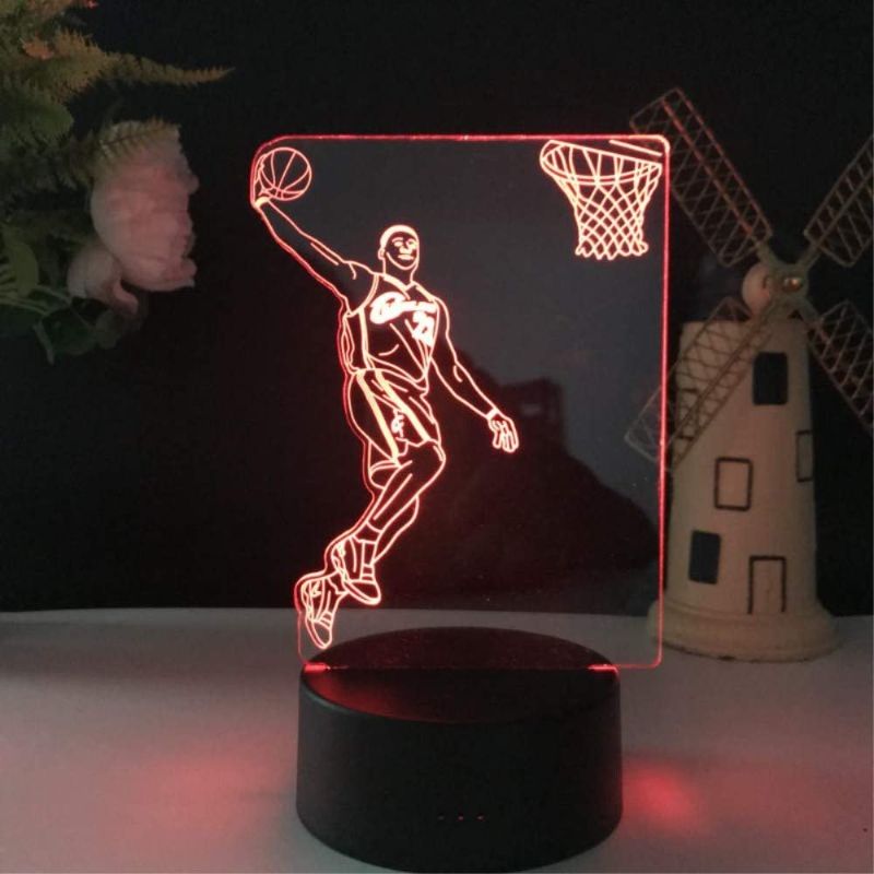 Photo 1 of 3D Illusion LED Night Light,7 Colors Gradual Changing Touch Switch USB Table Lamp for Holiday Gifts or Home Decorations (7 Colour, Basketball Light)

