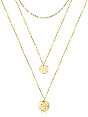Photo 1 of Ldurian Dainty Circle Karma Choker Necklace 14K Real Gold Plated Delicate Circle Necklace for Women

