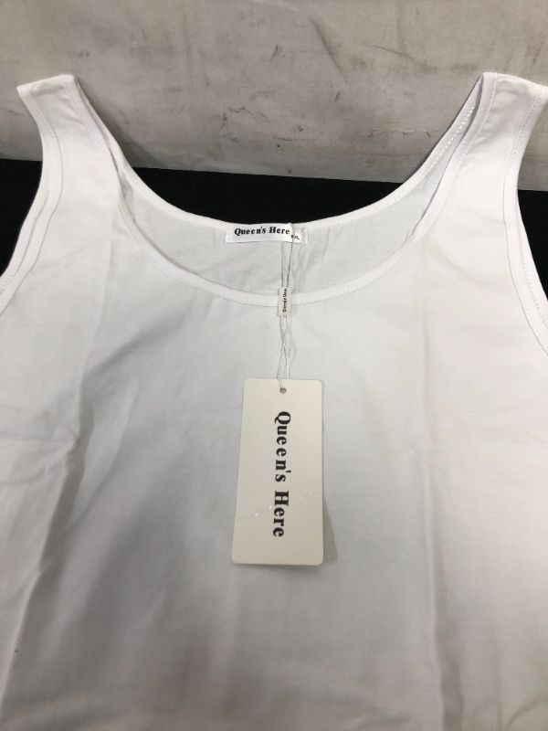 Photo 2 of QUEENS HERE WOMEN NOVELTY TANK WHITE XXL 