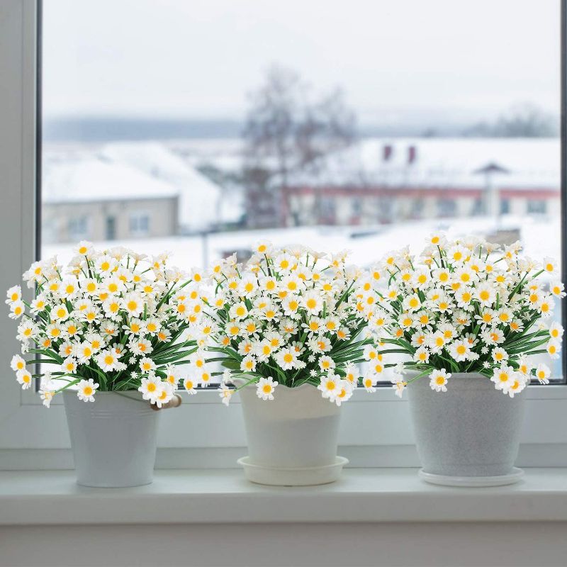 Photo 1 of 8 Bundles Artificial Daisy Flowers UV Resistant Outdoor Decoration-Spring Decor
