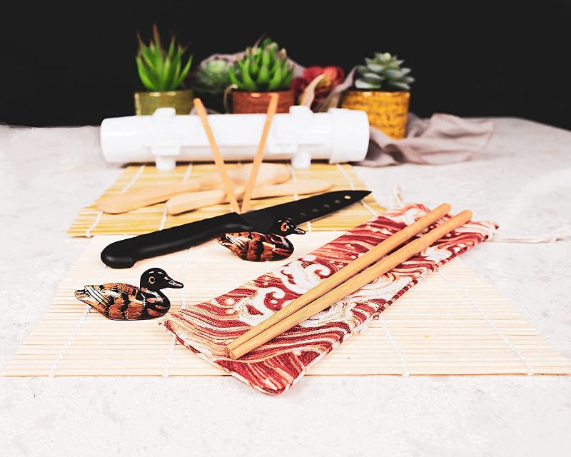 Photo 1 of Bamboo Sushi Mat and Roller Kit, CrazyCuteBox Sushi Making Beginner Kit, Sushi Maker Equipment, Sushi Maker Roller Machine, Sushi Making For Amateurs, Homechef Sushi Making Set
