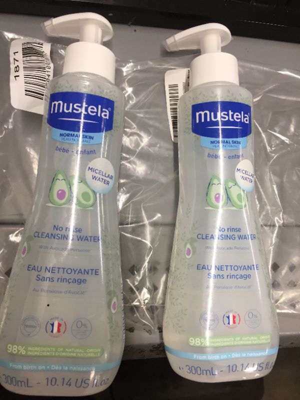 Photo 2 of Mustela Baby Cleansing Water - No-Rinse Micellar Water - with Natural Avocado & Aloe Vera - for Baby's Face, Body & Diaper - Various Sizes - 2-Pack
