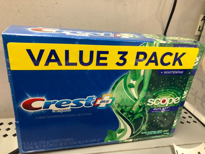 Photo 1 of 3 PACK - Crest Complete Plus Scope Outlast + Whitening Toothpaste
