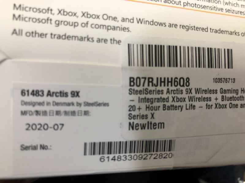 Photo 2 of factory sealed--SteelSeries Arctis 9X Wireless Gaming Headset – Integrated Xbox Wireless + Bluetooth – 20+ Hour Battery Life – for Xbox One and Series X
