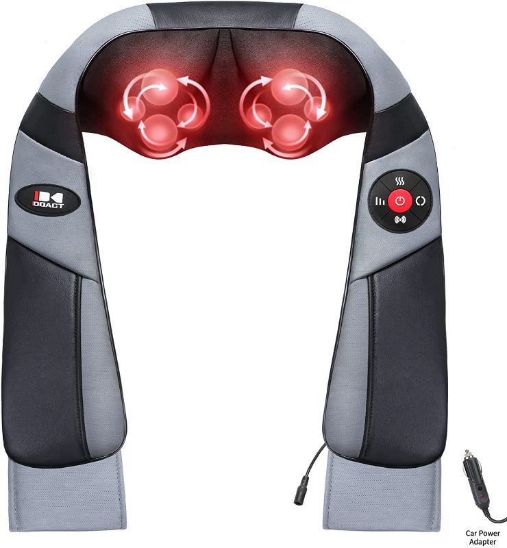 Photo 1 of Neck and Shoulder Massager with Heat, Doact Shiatsu Neck Massager Electric Deep 3D Kneading Massage for Back, Shoulder, Neck Pain Relief, Great for Home, Office and Car Use-Christmas Gifts
