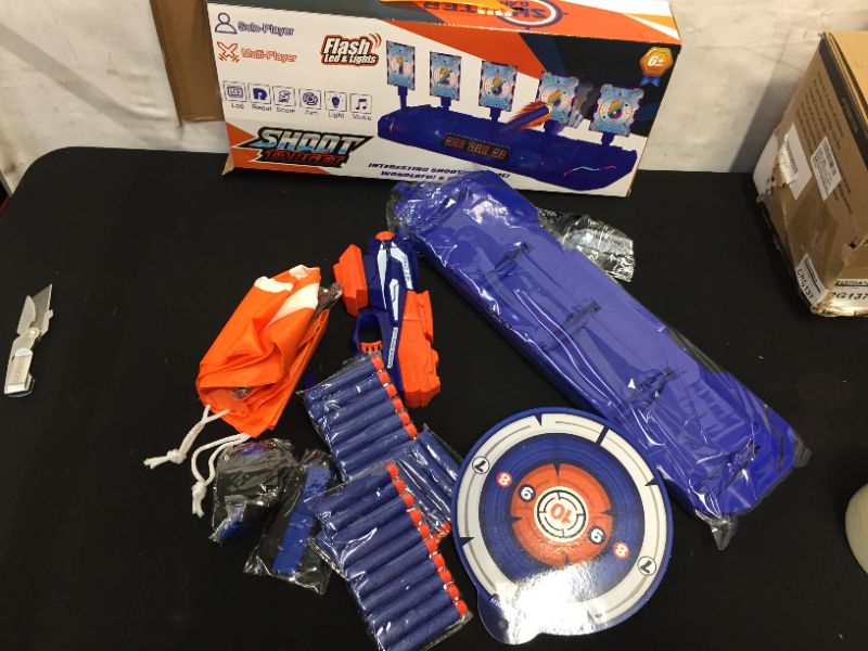 Photo 1 of Digital Shooting Targets, Electronic Scoring Targets Auto Reset 5 Shooting Targets with Paper Target for Nerf Blasters, Fun Shooting Target Toys for Age 6, 7, 8, 9, 10+ Years Old Kids, Boys & Girls
