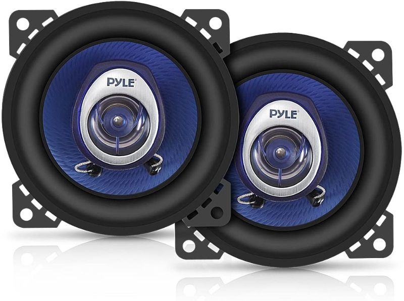 Photo 1 of 4" Car Sound Speaker (Pair) - Upgraded Blue Poly Injection Cone 2-Way 180 Watt Peak w/ Non-fatiguing Butyl Rubber Surround 110 - 20Khz Frequency Response 4 Ohm & 3/4" ASV Voice Coil - Pyle PL42BL
