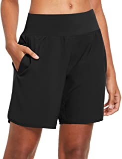 Photo 1 of BALEAF Women's 7 Inches Long Running Shorts with Liner Lounge Sport Gym Shorts Back Zipper Pocket(NAVY)