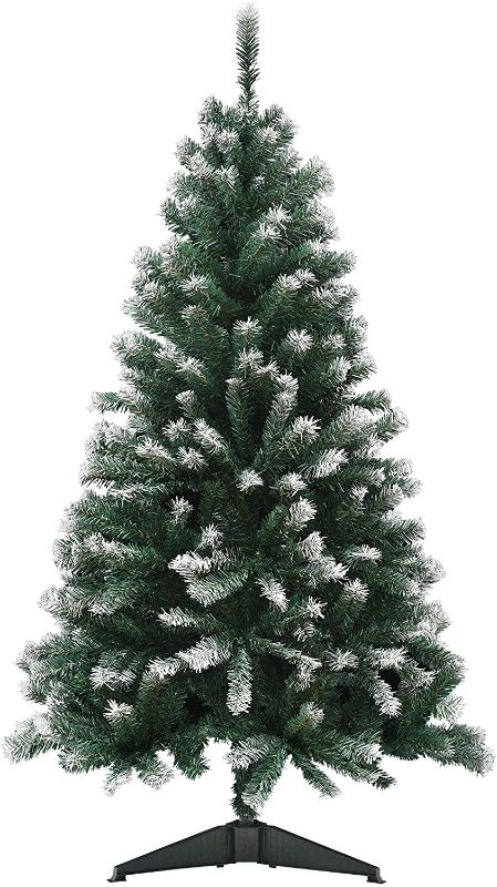 Photo 1 of LOKASS 4.5ft Christmas Tree Artificial Xmas Pine Tree with Detachable Stand for for Home, Office, Party Decoration, Christmas Season, Partially Flocked Design & Metal Hinges & Easy Assembly