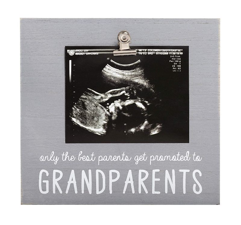 Photo 1 of Pearhead Sonogram Photo Frame for Grandparents, Grandma and Grandma Baby Ultrasound Picture Frame, Pregnancy Announcement Keepsake Frame, Distressed Gray