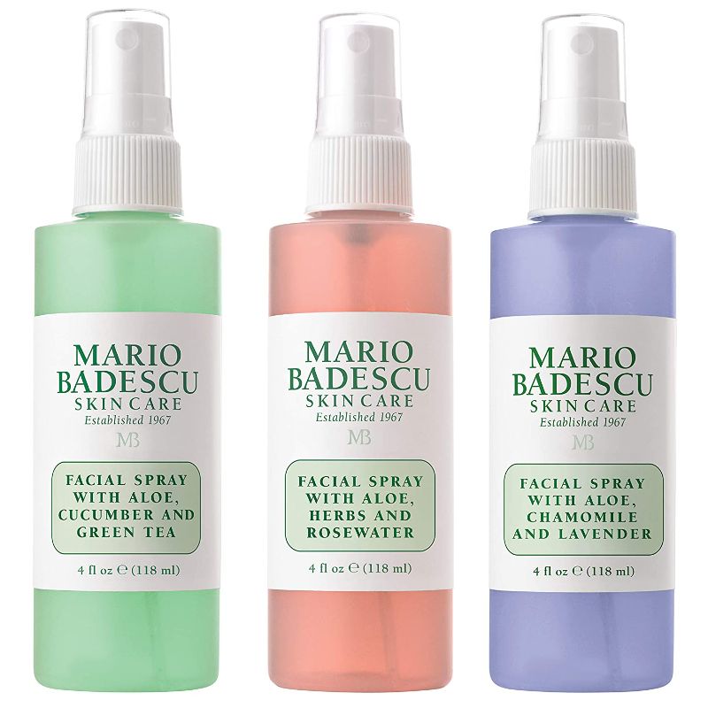 Photo 1 of Mario Badescu Spritz Mist and Glow Facial Spray Collection Trio, Lavender, Cucumber, Rose , 4 Fl Oz (Pack of 3)