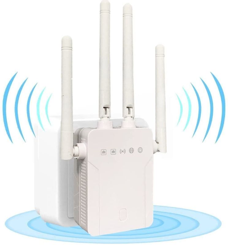 Photo 1 of 2022 WiFi Extender - Wireless Signal Repeater Booster up to 4000 sq.ft - 1200Mbps Wall-Through Strong WiFi Booster-Dual Band 2.4G and 5G - 4 Antennas 360° Full Coverage