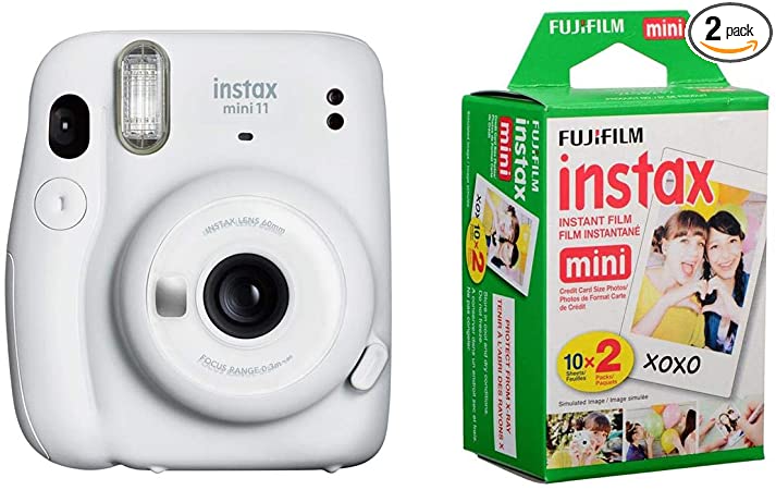 Photo 1 of Fujifilm Instax Mini 11 Instant Camera Ice White + MiniMate Accessory Bundle & Compatible Custom Case + \