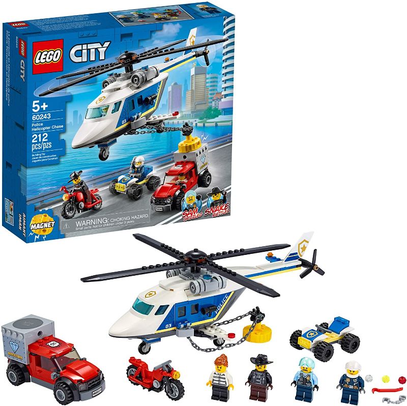 Photo 1 of LEGO City Police Helicopter Chase 60243 Police Playset, Building Sets for Kids (212 Pieces)