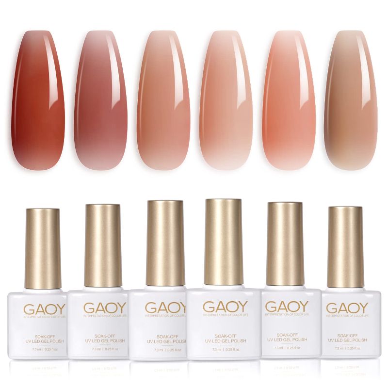 Photo 1 of GAOY Icy Jelly Gel Nail Polish Set of 6 Colors Including Red Pink Nude Gel Polish Kit UV LED Soak Off Nail Polish Home DIY Manicure Nail Salon Varnish