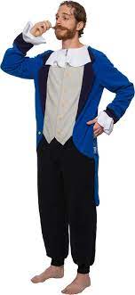 Photo 1 of FUNZIEZ! Colonial Pilgrim Costume - Adult One Piece- Patriot Pajamas (Blue, 2X)(2)
