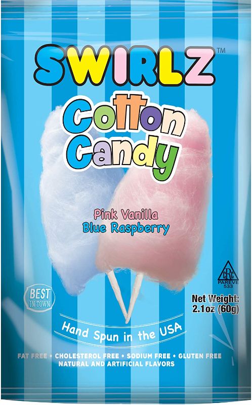 Photo 2 of Swirlz Pink Vanilla Blue Raspberry Cotton Candy, 2.1 oz, (Pack of 24)