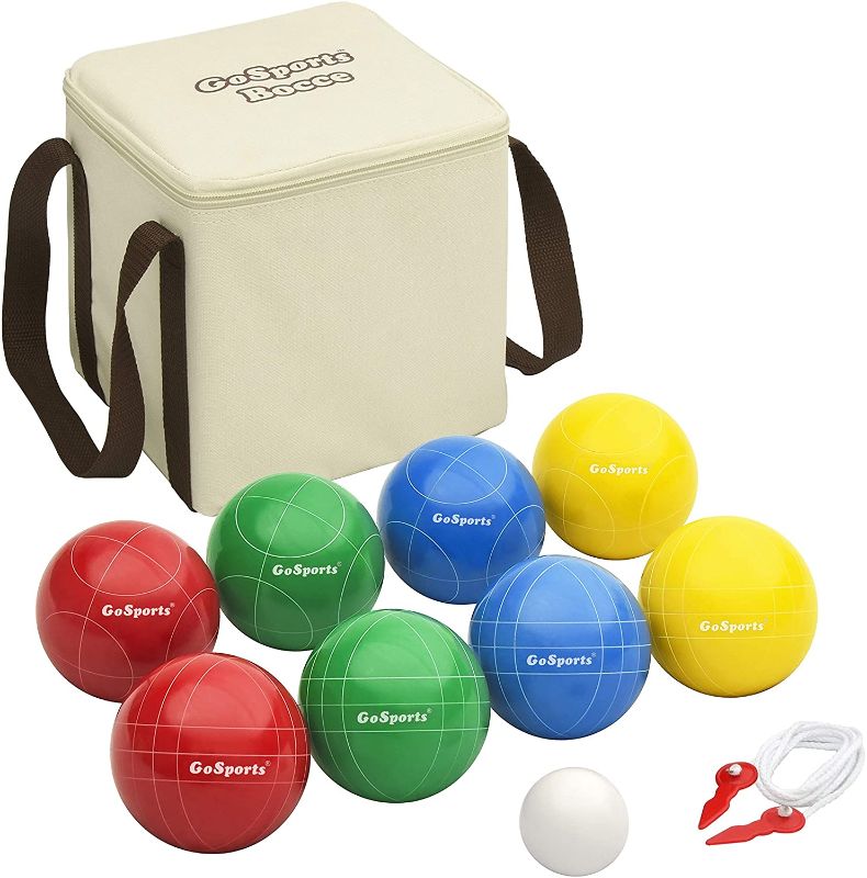 Photo 1 of GoSports Backyard Bocce Sets with 8 Balls, Pallino, Case and Measuring Rope - Choose Between Classic Resin, Soft and Light Up LED Sets