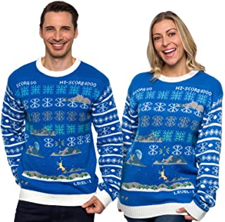 Photo 1 of FUNZIEZ! Ugly Christmas Sweater Space Invader Long Sleeve Novelty Costume Blue -XLARGE(2)