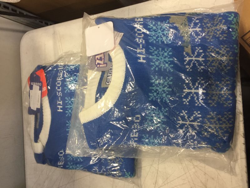 Photo 2 of FUNZIEZ! Ugly Christmas Sweater Space Invader Long Sleeve Novelty Costume Blue -XLARGE(2)
