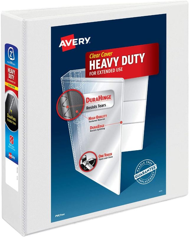 Photo 1 of Avery Heavy-Duty View 3 Ring Binder, 2" One Touch Slant Rings, Holds 8.5" x 11" Paper, 1 White Binder (05504)