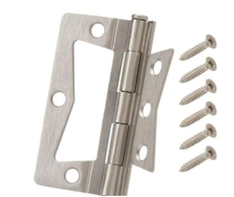 Photo 1 of 3-1/2 In. X 1-1/2 In. Satin Nickel Non-Mortise Hinges (5 pack)