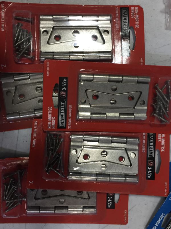 Photo 2 of 3-1/2 In. X 1-1/2 In. Satin Nickel Non-Mortise Hinges (5 pack)