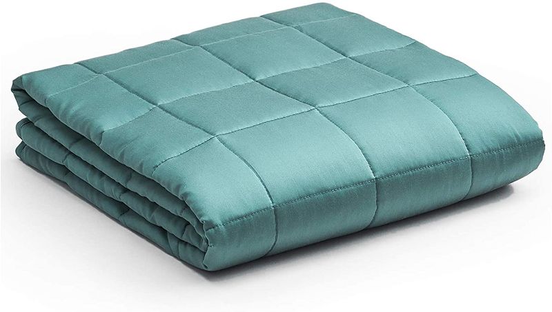 Photo 1 of YnM Bamboo Weighted Blanket — 100% Cooling Bamboo Viscose Oeko-Tex Certified Material with Premium Glass Beads (Sea Grass, 60''x80'' 20lbs), Suit for One Person(~190lb) Use on Queen/King Bed