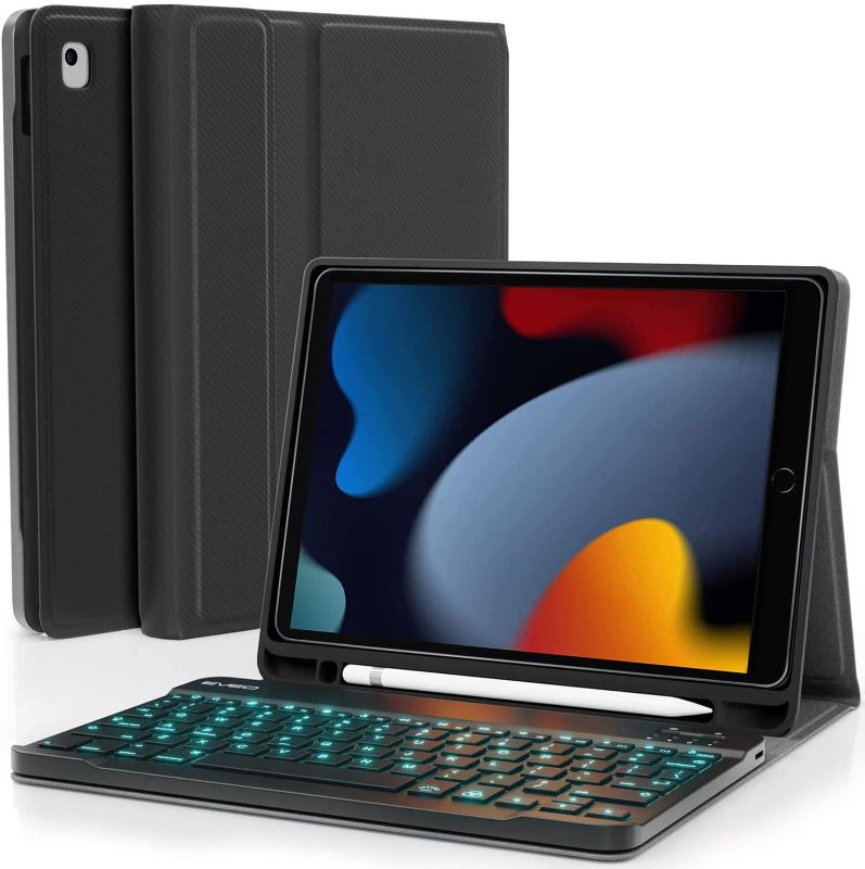 Photo 1 of iPad Case with Keyboard 10.2'' - iPad 9th Generation Case with Keyboard (2021), Built-in Pencil Holder - iPad Case 9th Generation/8th Gen/7th - Black
