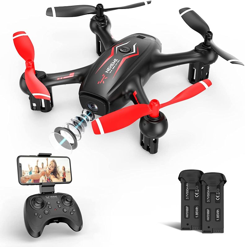 Photo 1 of NEHEME NH530 Drones with Camera for Adults Kids, FPV Drone with 720P HD Camera, RC Quadcopter for Beginners with Gravity Sensor, Headless Mode, One Key Return/Take Off/Landing, Drone with 2 Batteries
