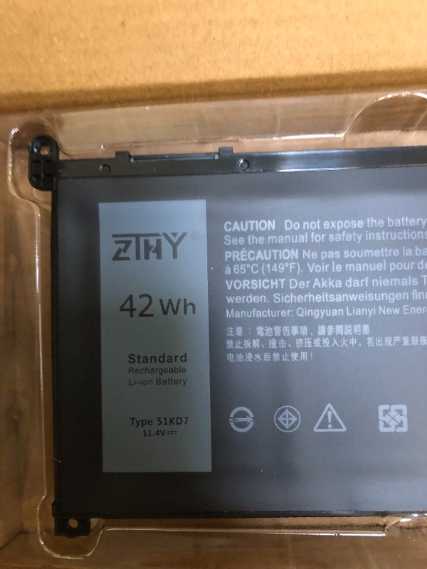 Photo 3 of ZTHY 51KD7 Laptop Battery Replacement for Dell Chromebook 11 3100 3180 3189 5190 3181 2-in-1 Series P28T001 Y07HK FY8XM 0FY8XM 11.4V 42Wh 3-Cell 3500mAh
