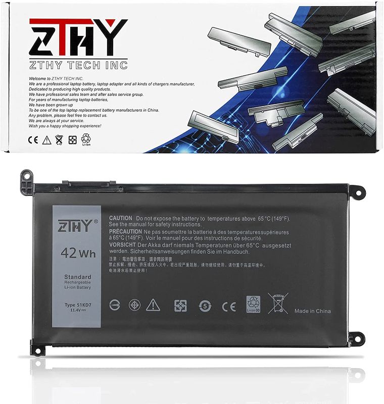 Photo 1 of ZTHY 51KD7 Laptop Battery Replacement for Dell Chromebook 11 3100 3180 3189 5190 3181 2-in-1 Series P28T001 Y07HK FY8XM 0FY8XM 11.4V 42Wh 3-Cell 3500mAh
