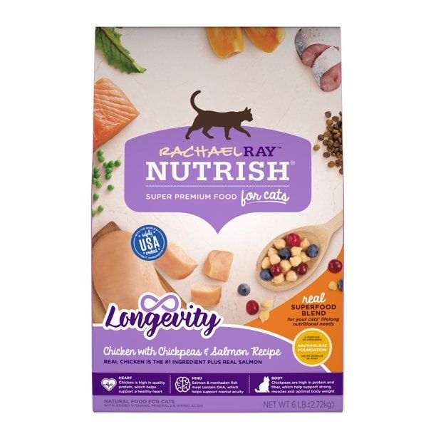 Photo 1 of Rachael Ray Nutrish Longevity Dry Cat Food, Chicken, Chickpea & Salmon Recipe, 6-Pound Bag--bb MARCH 2022
