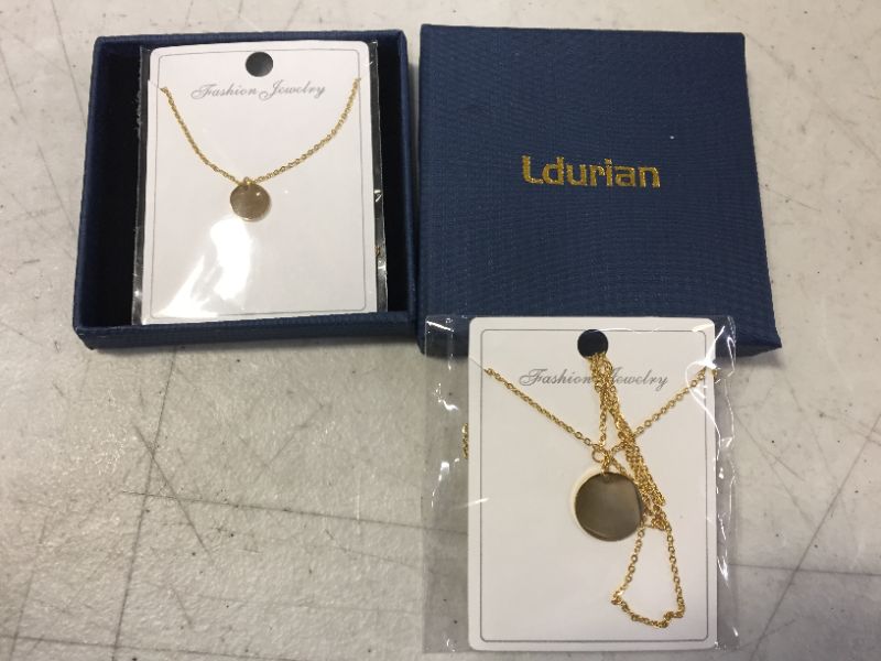 Photo 2 of LDURIAN Layered Disc Pendant Choker Necklace for Women Girl