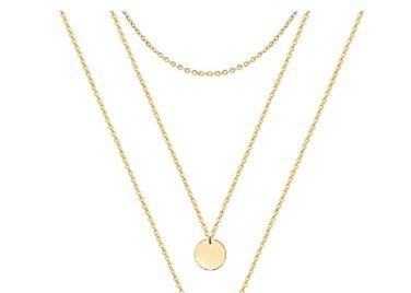 Photo 1 of LDURIAN Layered Disc Pendant Choker Necklace for Women Girl