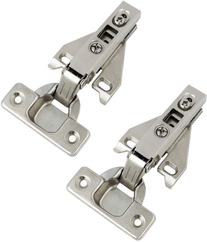 Photo 1 of ?2 Pack?Kitchen Cabinet Hinges for Face Frame Cabinet, Concealed Cabinet Hinges Brushed Satin Nickel with Mounting Screws
