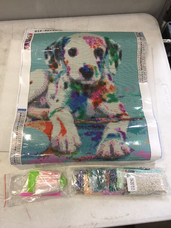 Photo 2 of 2 of Dog Diamond Painting-DIY 5D Diamond Painting Kits for Adults and Beginner?Crystal Rhinestone Full Drill Embroidery Diamond Arts Craft Home Decor Animal Diamond Painting Colorful Dog(12x16in?
