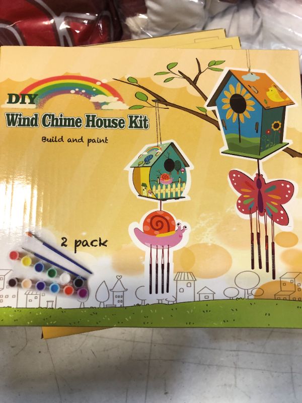 Photo 2 of DIY Bird House & Wind Chime Craft Kits, 2 Pack Arts and Crafts for Kids Girls Boys Toddlers Ages 3 4 5 6 8 12, Wooden Birdhouse Kids Crafts Kit for Children to Build and Paint (Random Deliverly)
