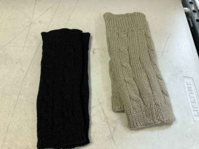 Photo 2 of Loritta 2 Pairs Womens Fingerless Gloves Winter Warm Knit Crochet Thumbhole Arm Warmers 2 pack 
