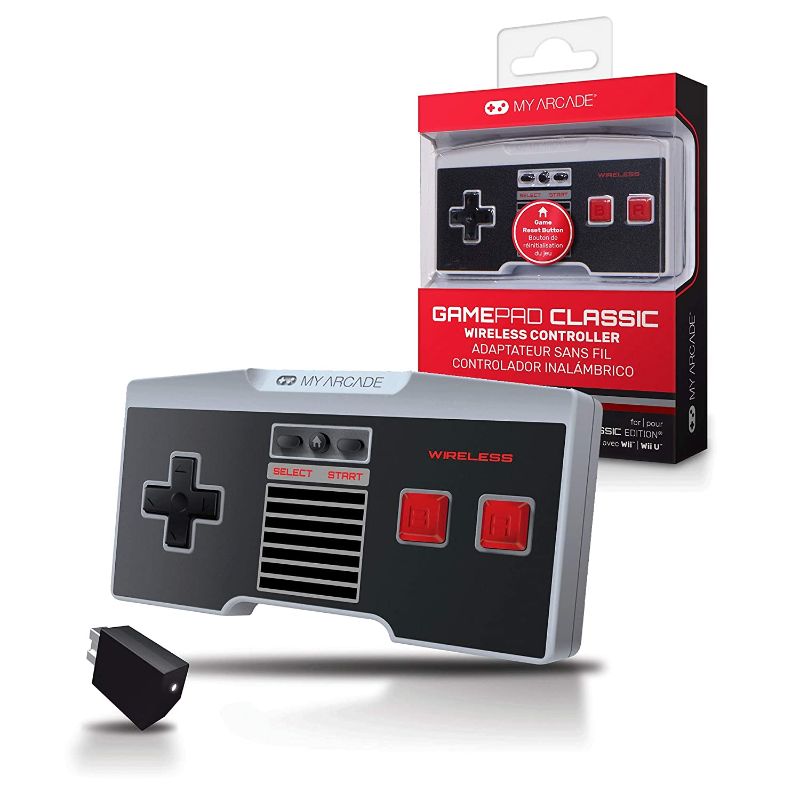Photo 1 of My Arcade GamePad Classic - Wireless Game Controller - Compatible with Nintendo NES Classic Edition, Wii, Wii U - Adapter Included - 30 Feet Range - Home Button - Battery Powered - Ergonomic Design
