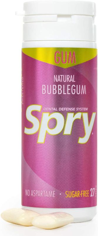 Photo 1 of /Spry Fresh Natural Xylitol Chewing Gum Dental Defense System Aspartame-Free Sugar Free Gum (Bubble Gum, 27 Count) 2 PACKS --- EXP 07/01/2022
