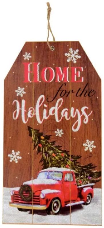 Photo 1 of ( FOUR PACK) Merry Christmas Decor Wooden Sign Board 14"x7.5" Home Wall Decorations Celebrate A Happy Holidays Wood Decore Indoors Outside Porch Yard Door Decorative Hanging Doorway Plank Plaque Rustic Hanger
