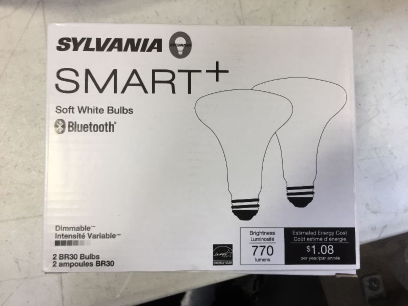 Photo 2 of Bluetooth Mesh LED Smart Light Bulb, One Touch Set Up, BR30 65W Replacement, E26, Soft White, Works with Alexa Only - 2 PK