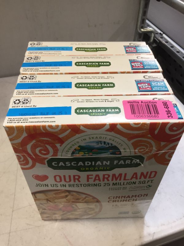 Photo 3 of 4 Cascadian Farm Organic Cereal, Cinnamon Crunch, Whole Grain Cereal, 9.2 oz BB 11NOV2021
