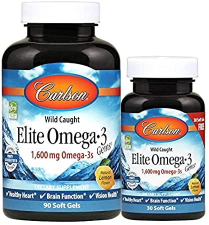 Photo 1 of Carlson - Elite Omega-3 Gems,1600 mg  90+30 Softgels EXP 04/2023