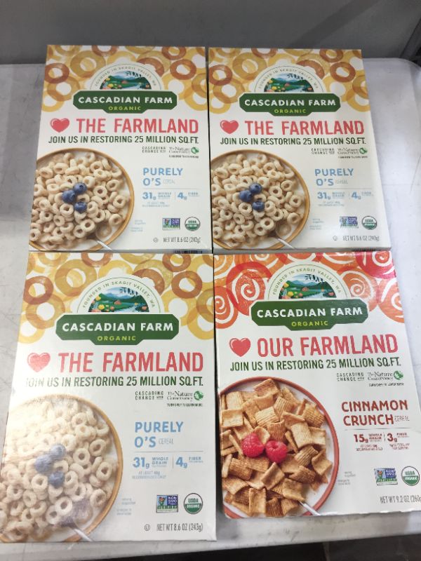 Photo 1 of Cascadian Farm Organic Cereal 4 boxes comes as shown 