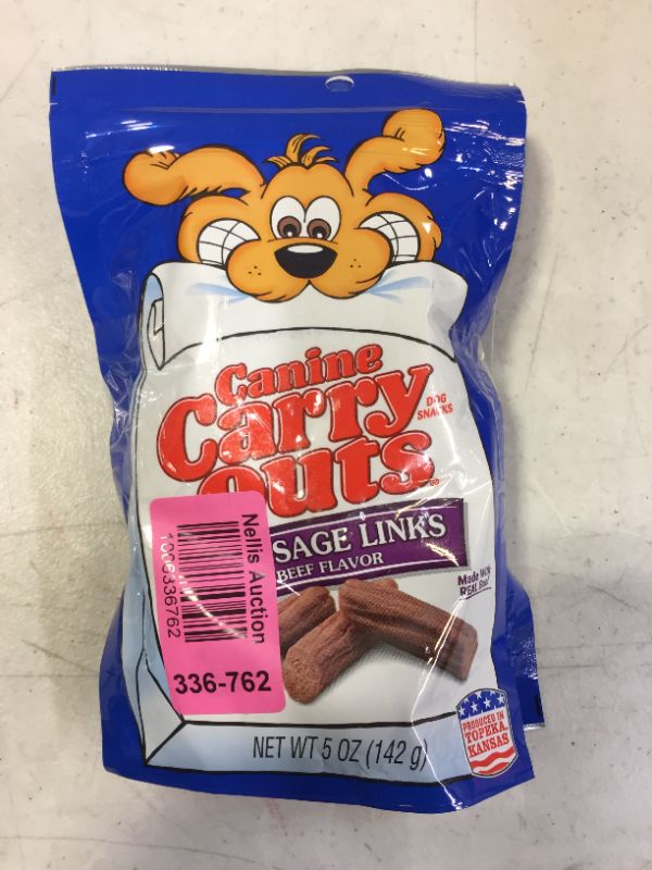 Photo 3 of 2 Canine Carry Outs Sausage Links Beef Flavor Dog Snacks, 5 Ounce Bag BB 02/17/2022
